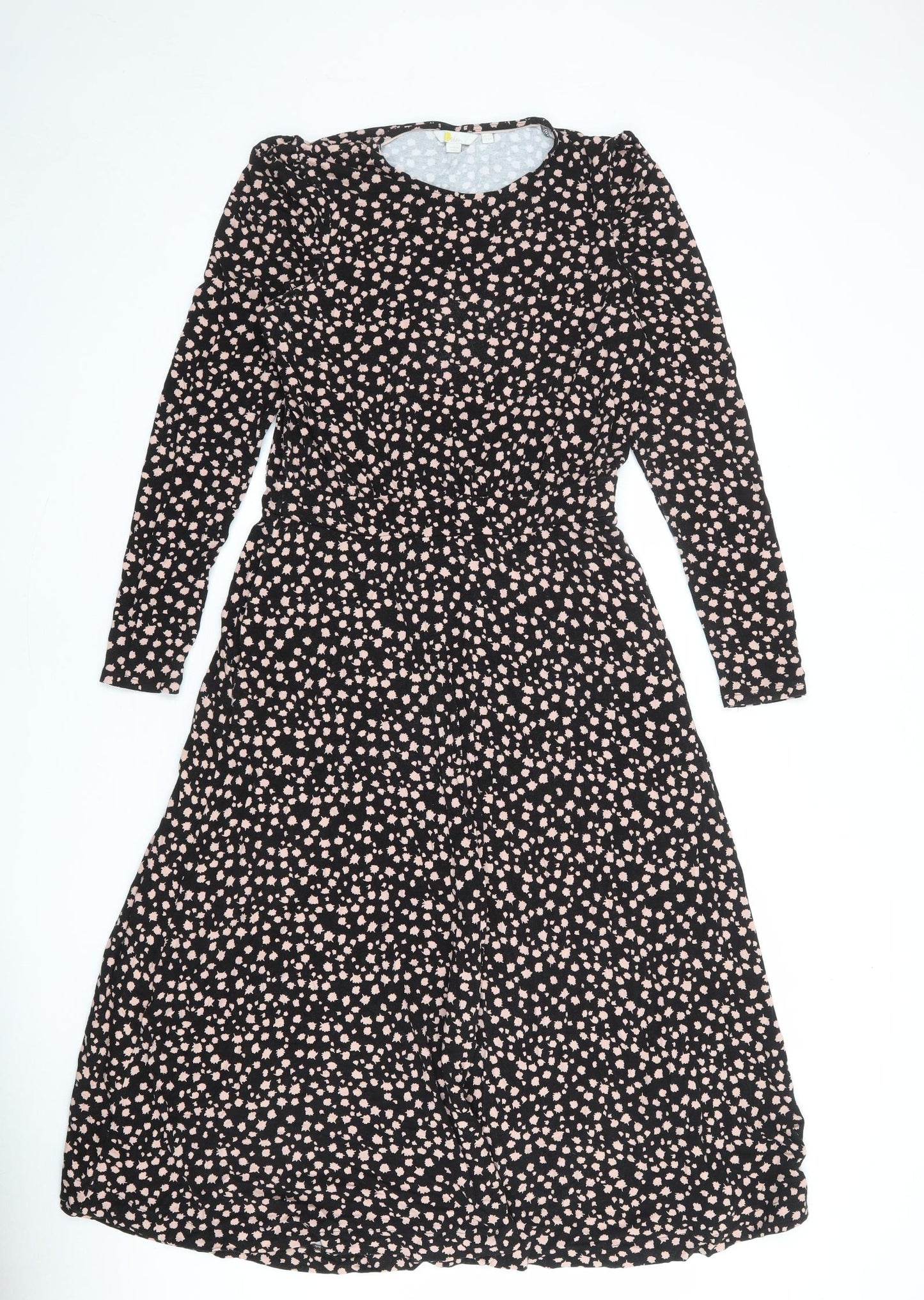 Boden Womens Black Geometric Viscose Maxi Size 14 Round Neck Pullover