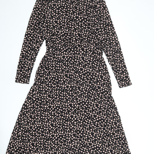 Boden Womens Black Geometric Viscose Maxi Size 14 Round Neck Pullover