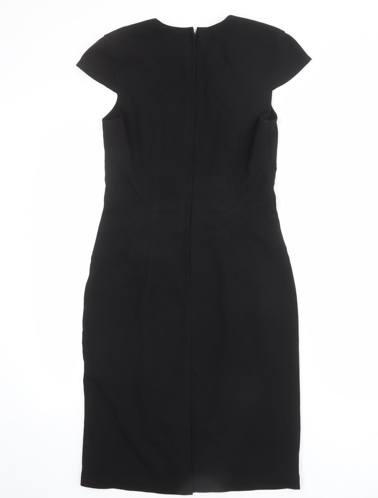 H&M Womens Black Polyester Shift Size 10 V-Neck Zip