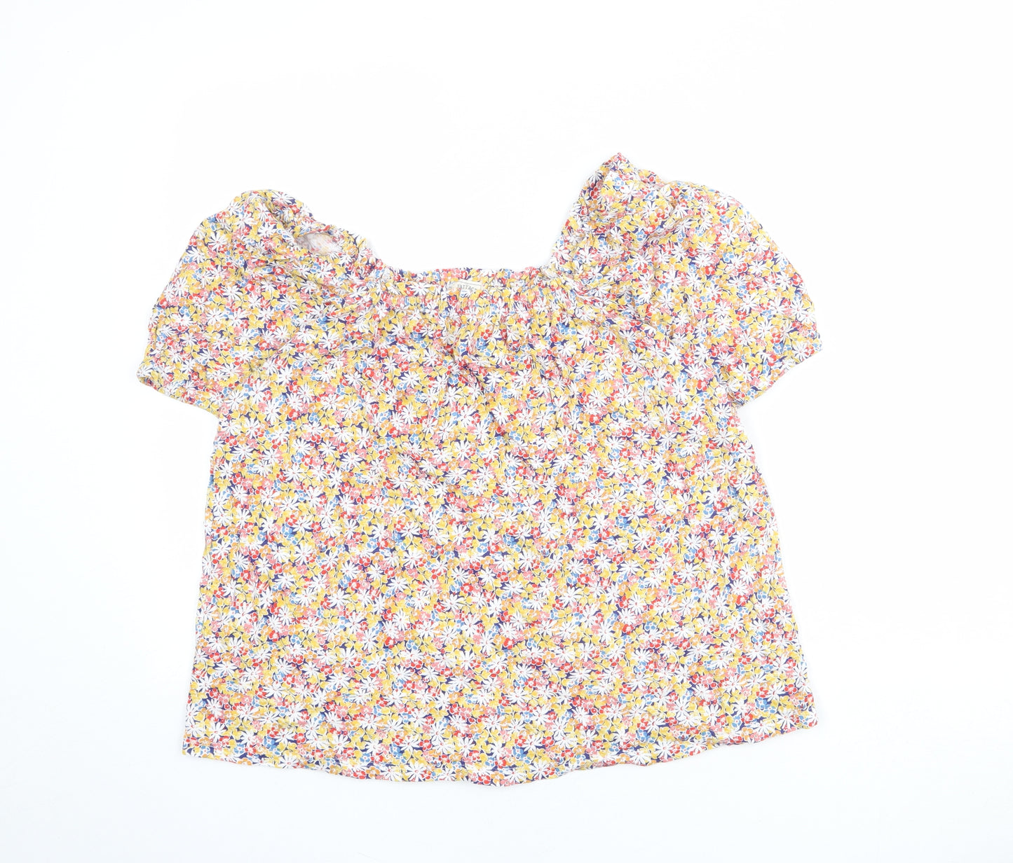 Fat Face Womens Multicoloured Floral Cotton Basic Blouse Size 14 Off the Shoulder