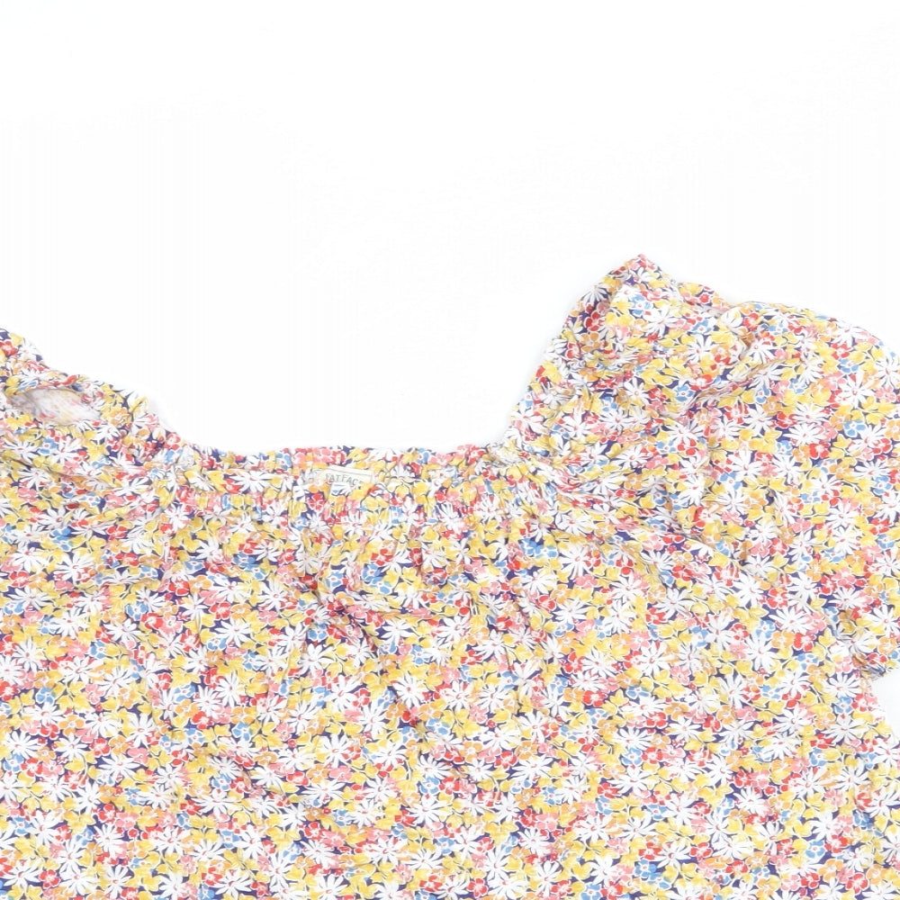 Fat Face Womens Multicoloured Floral Cotton Basic Blouse Size 14 Off the Shoulder