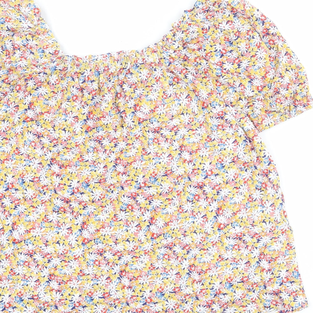 Fat Face Womens Multicoloured Floral Cotton Basic Blouse Size 14 Off the Shoulder