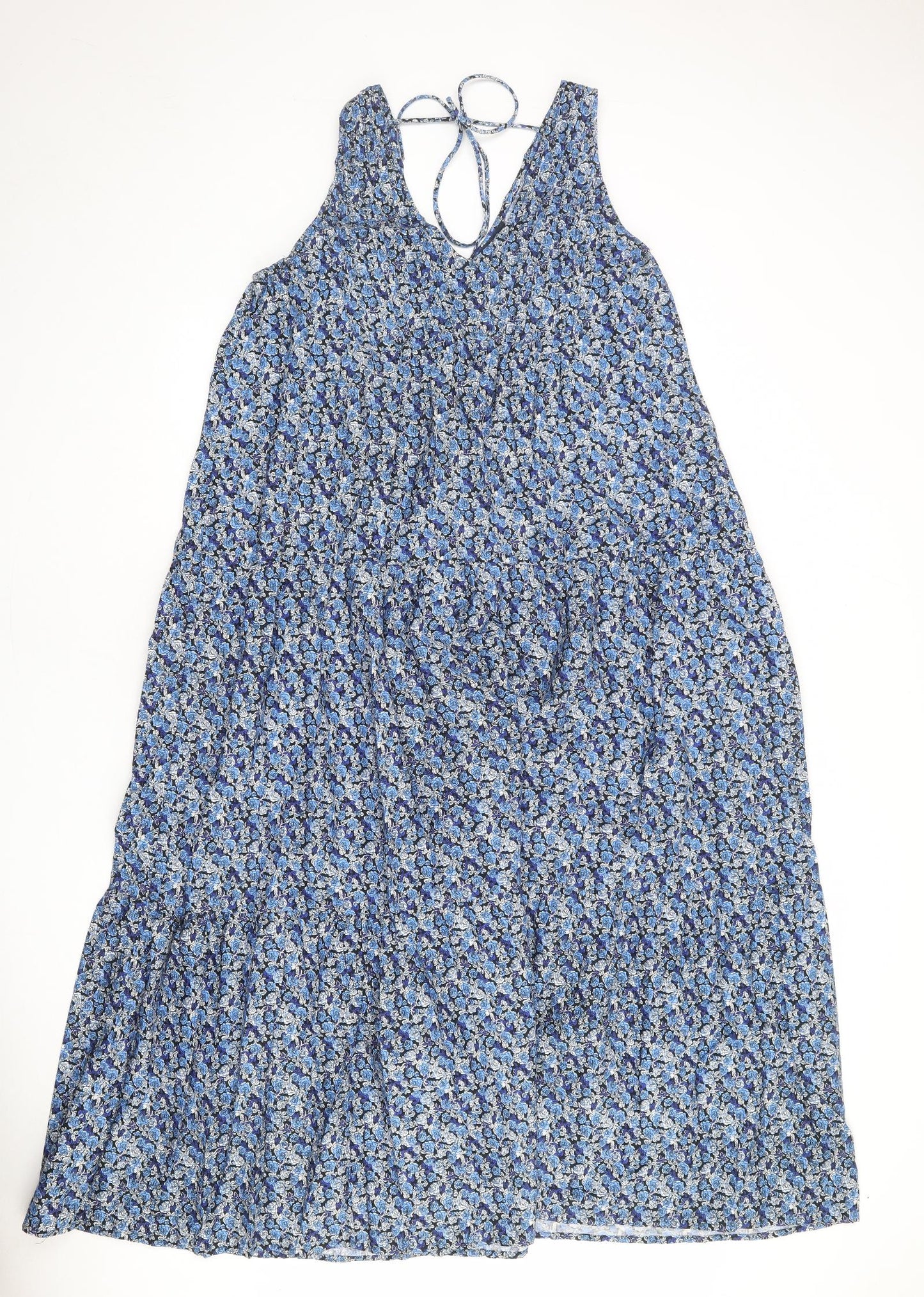 NEXT Womens Multicoloured Floral 100% Cotton Maxi Size 14 V-Neck Tie
