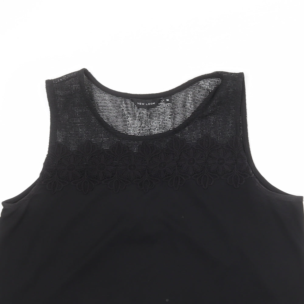 New Look Womens Black Polyester Basic Tank Size 16 Round Neck