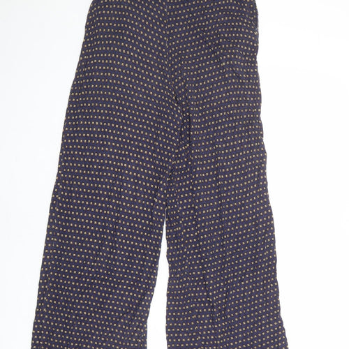 H&M Womens Blue Geometric Viscose Trousers Size S L28 in Regular