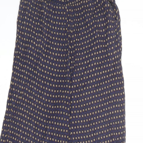 H&M Womens Blue Geometric Viscose Trousers Size S L28 in Regular