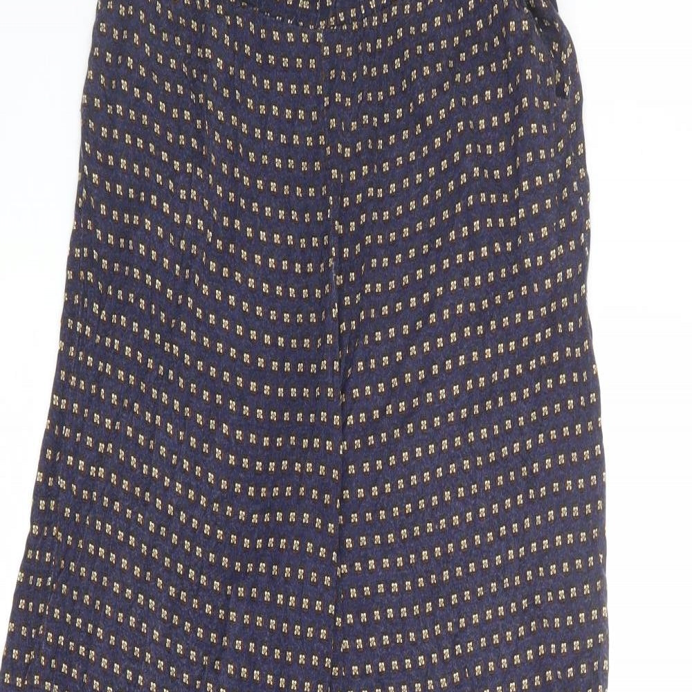 H&M Womens Blue Geometric Viscose Trousers Size S L28 in Regular