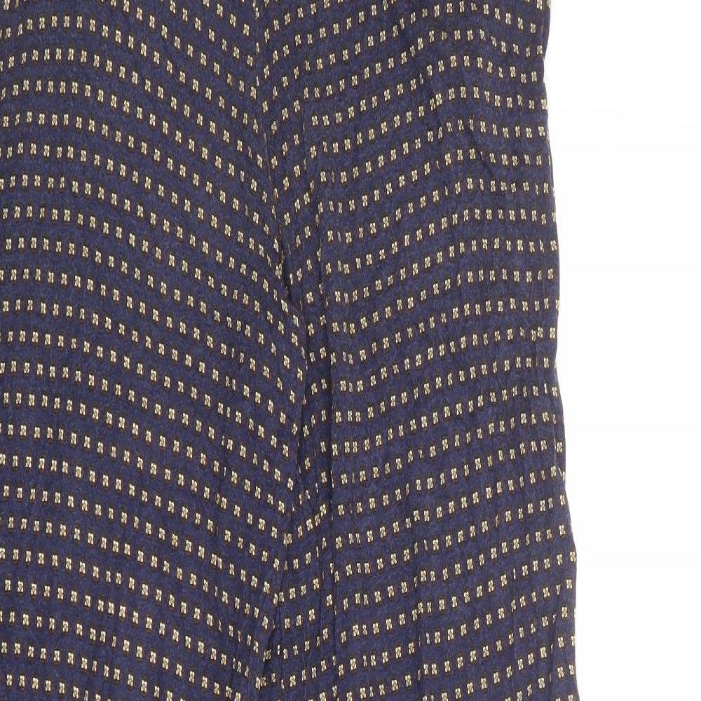 H&M Womens Blue Geometric Viscose Trousers Size S L28 in Regular