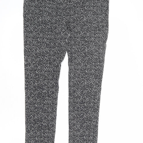 Dorothy Perkins Womens Black Geometric Viscose Trousers Size 12 L28 in Regular Zip