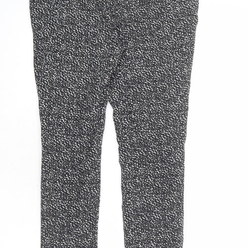 Dorothy Perkins Womens Black Geometric Viscose Trousers Size 12 L28 in Regular Zip