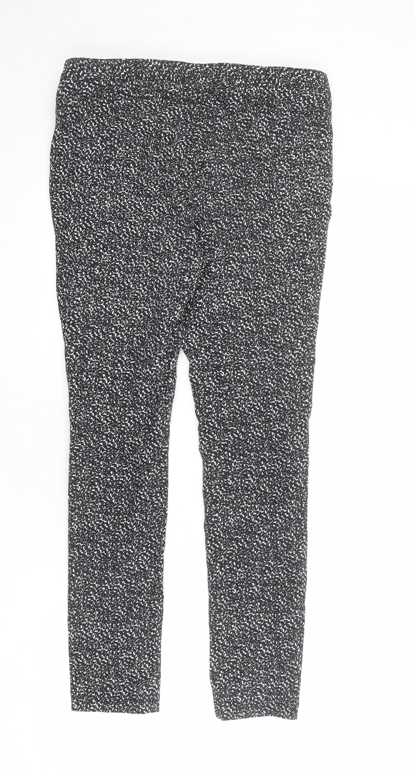 Dorothy Perkins Womens Black Geometric Viscose Trousers Size 12 L28 in Regular Zip