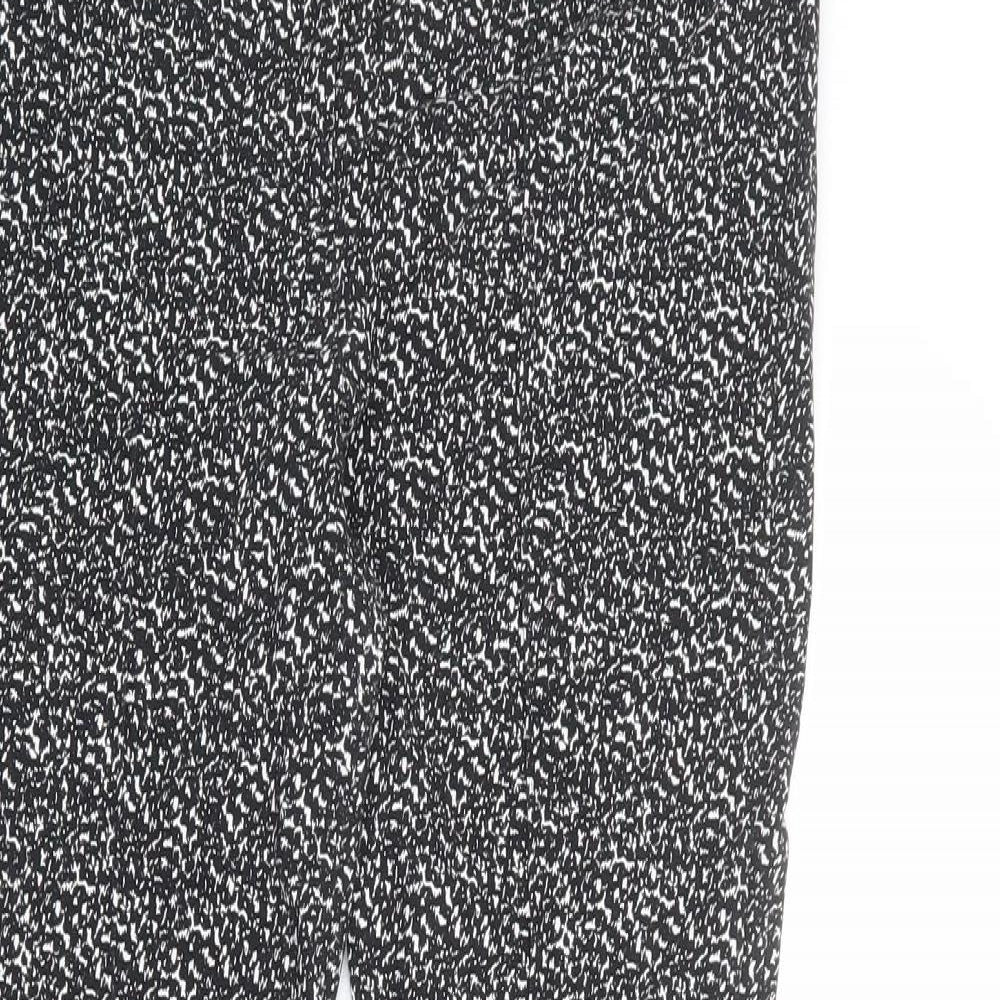 Dorothy Perkins Womens Black Geometric Viscose Trousers Size 12 L28 in Regular Zip
