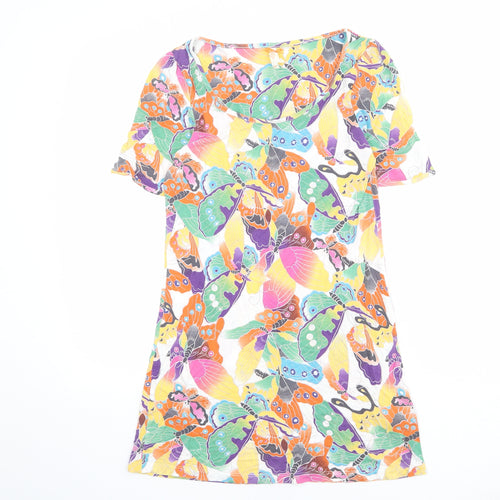 NEXT Womens Multicoloured Geometric Viscose T-Shirt Dress Size 10 Round Neck Pullover - Butterfly pattern