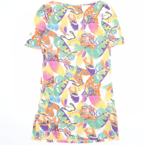 NEXT Womens Multicoloured Geometric Viscose T-Shirt Dress Size 10 Round Neck Pullover - Butterfly pattern