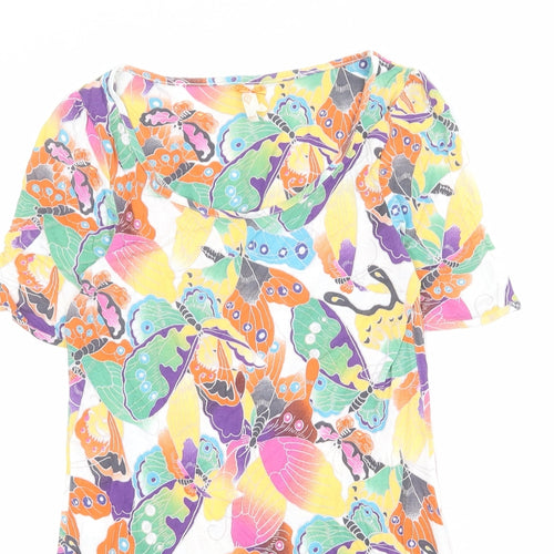 NEXT Womens Multicoloured Geometric Viscose T-Shirt Dress Size 10 Round Neck Pullover - Butterfly pattern