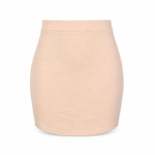 Front view of Missguided women’s pink polyester bandage skirt, size UK 26, in