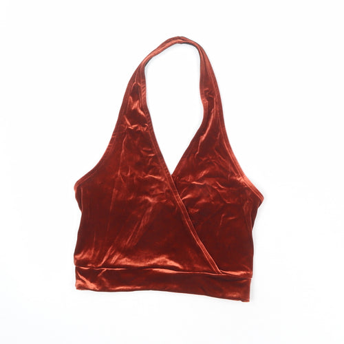 Cooperative Womens Orange Polyester Cropped Tank Size XS Halter