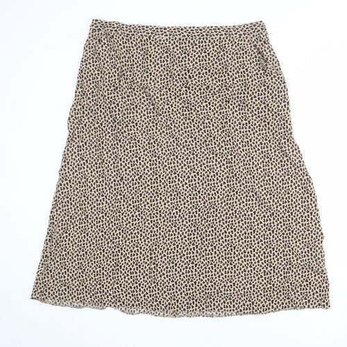 Editors Cut Womens Beige Animal Print Viscose A-Line Skirt Size 18 Zip - Leopard pattern