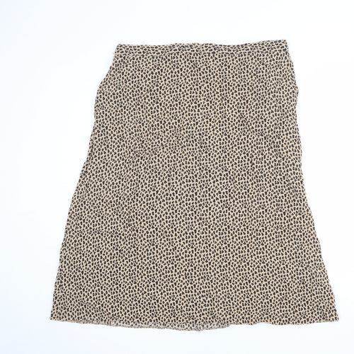Editors Cut Womens Beige Animal Print Viscose A-Line Skirt Size 18 Zip - Leopard pattern