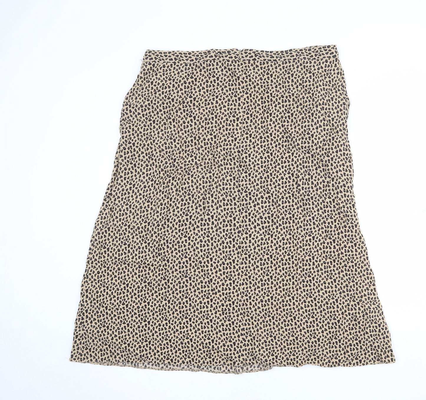 Editors Cut Womens Beige Animal Print Viscose A-Line Skirt Size 18 Zip - Leopard pattern