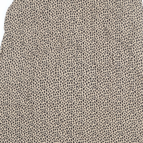 Editors Cut Womens Beige Animal Print Viscose A-Line Skirt Size 18 Zip - Leopard pattern