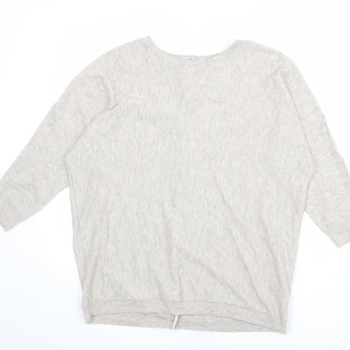 Fat Face Womens Beige Round Neck Wool Pullover Jumper Size 14