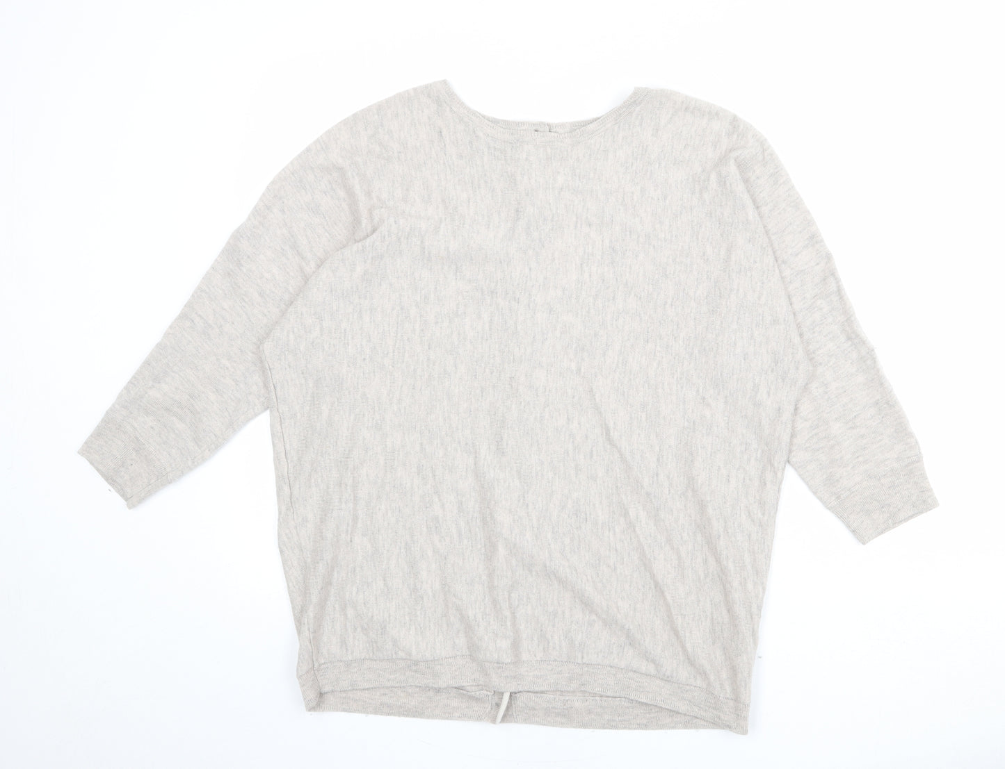 Fat Face Womens Beige Round Neck Wool Pullover Jumper Size 14
