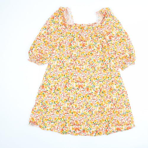 New Look Womens Multicoloured Floral 100% Cotton A-Line Size 8 Square Neck Pullover