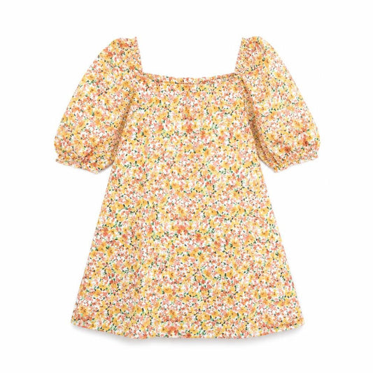 Front view of New Look women’s multicoloured floral 100% cotton a-line, size UK 8, square neck pullover