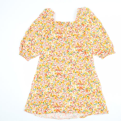 New Look Womens Multicoloured Floral 100% Cotton A-Line Size 8 Square Neck Pullover
