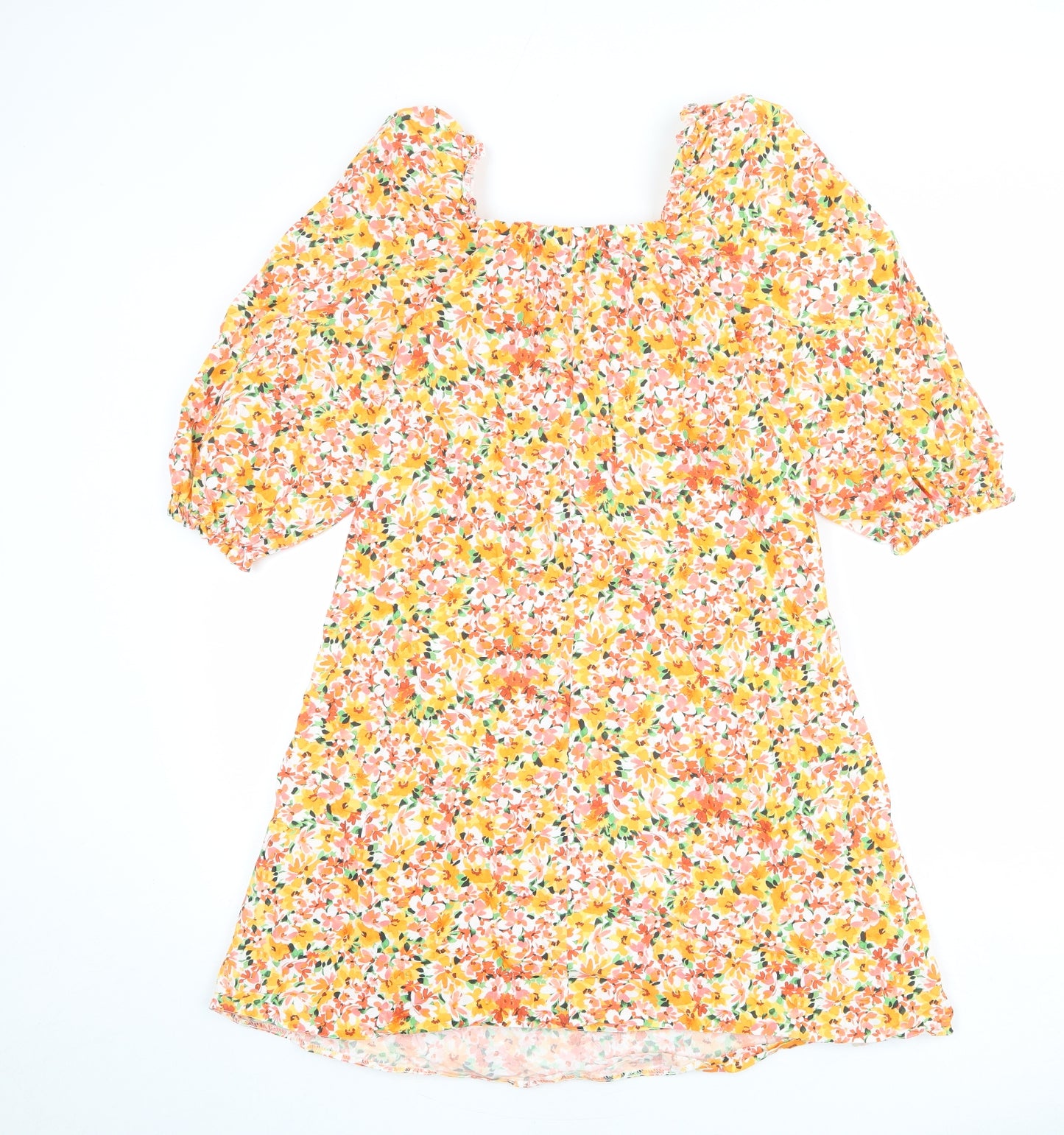 New Look Womens Multicoloured Floral 100% Cotton A-Line Size 8 Square Neck Pullover