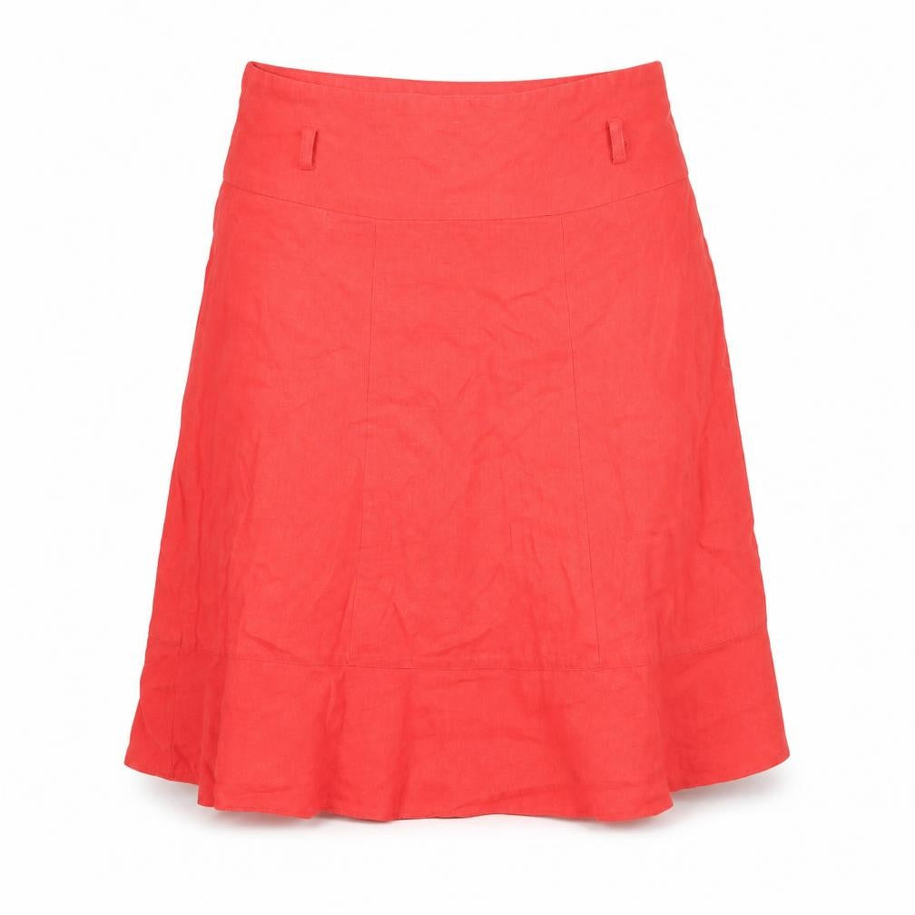 Dorothy Perkins Womens Red Linen A-Line Skirt Size 10 Zip