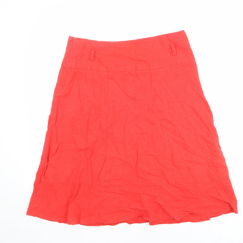 Dorothy Perkins Womens Red Linen A-Line Skirt Size 10 Zip