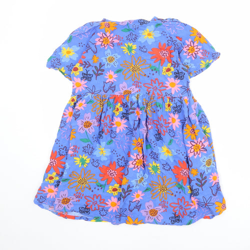 NEXT Girls Multicoloured Floral Viscose Trapeze & Swing Size 10 Years Round Neck Button