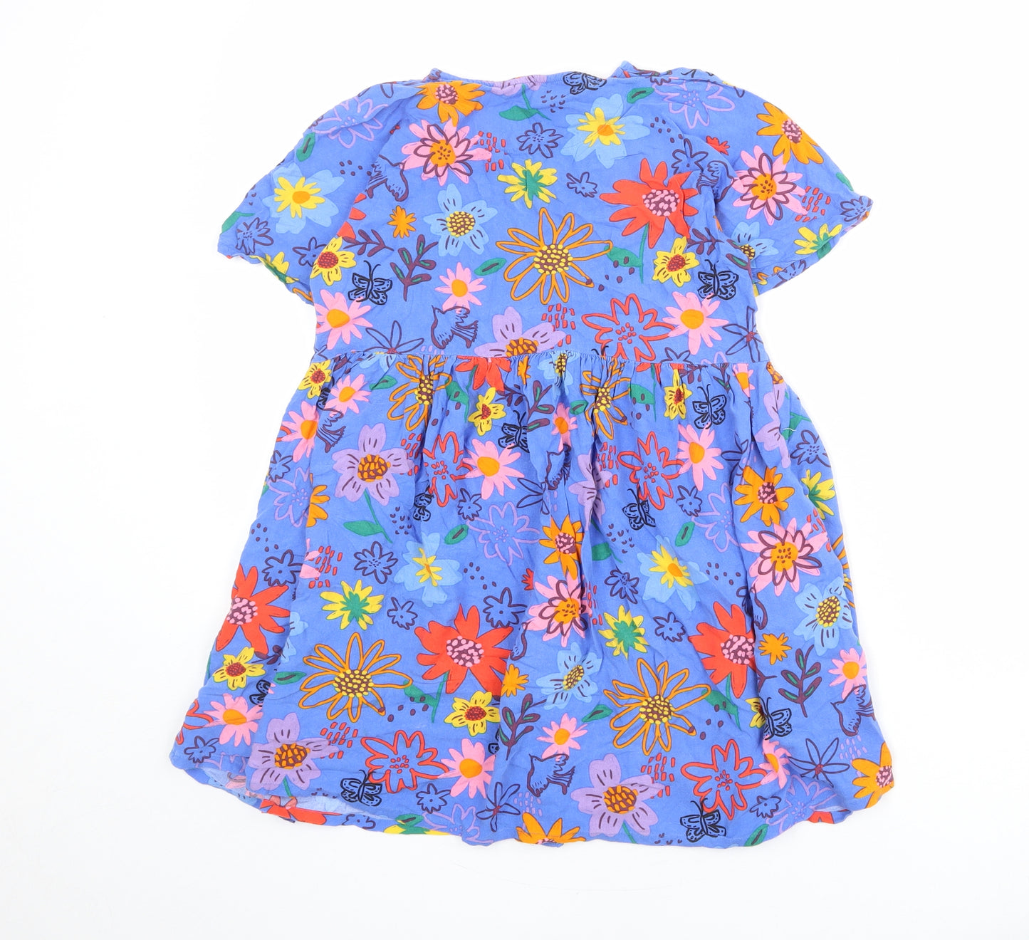 NEXT Girls Multicoloured Floral Viscose Trapeze & Swing Size 10 Years Round Neck Button
