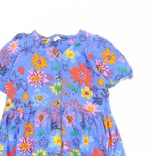 NEXT Girls Multicoloured Floral Viscose Trapeze & Swing Size 10 Years Round Neck Button