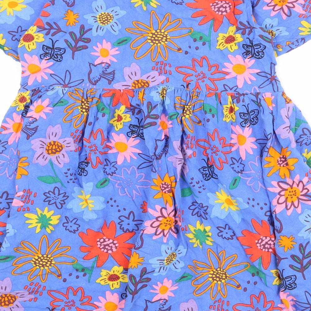 NEXT Girls Multicoloured Floral Viscose Trapeze & Swing Size 10 Years Round Neck Button