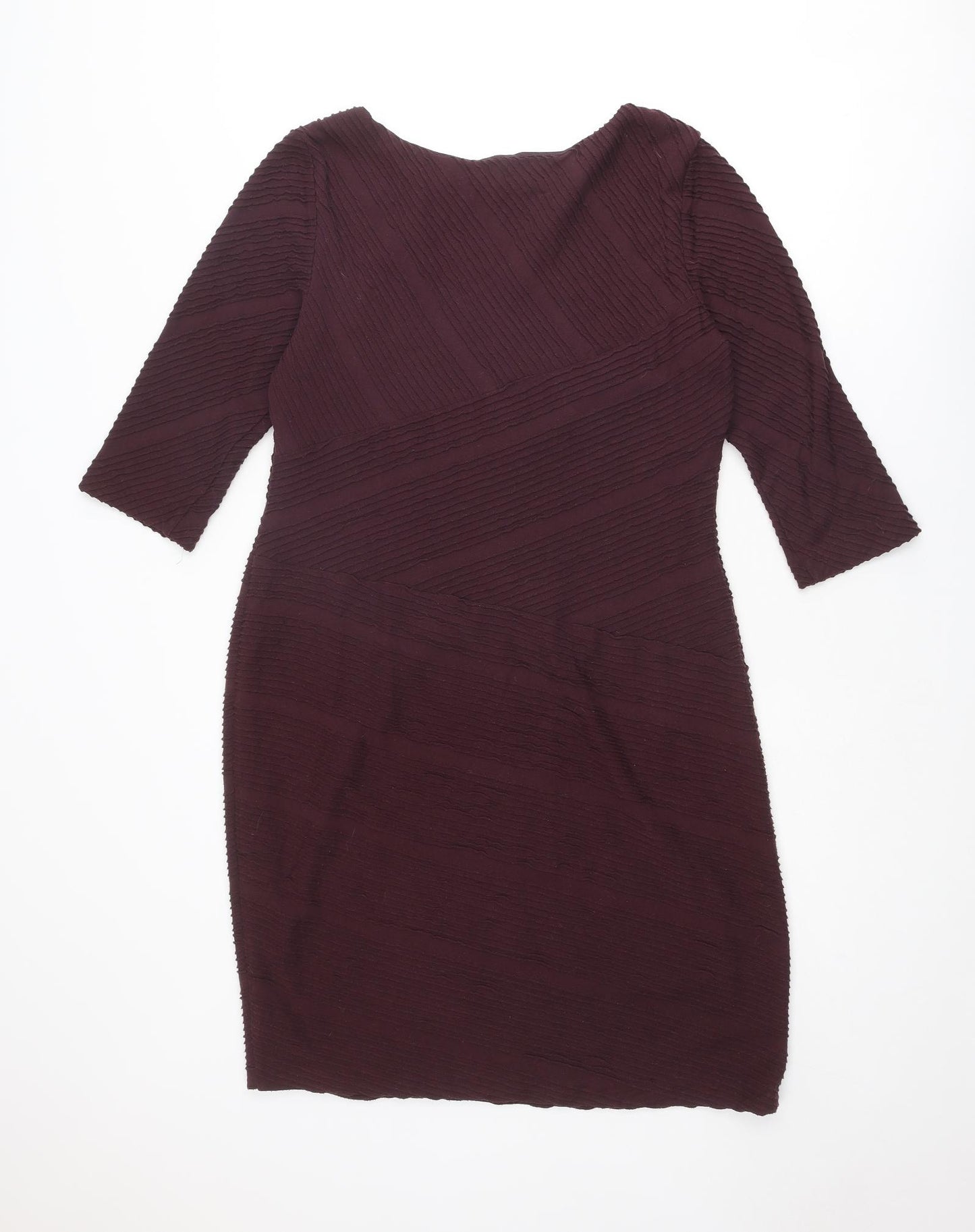 Marks and Spencer Womens Purple Striped Polyester Shift Size 16 Boat Neck Pullover