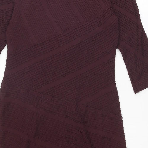 Marks and Spencer Womens Purple Striped Polyester Shift Size 16 Boat Neck Pullover