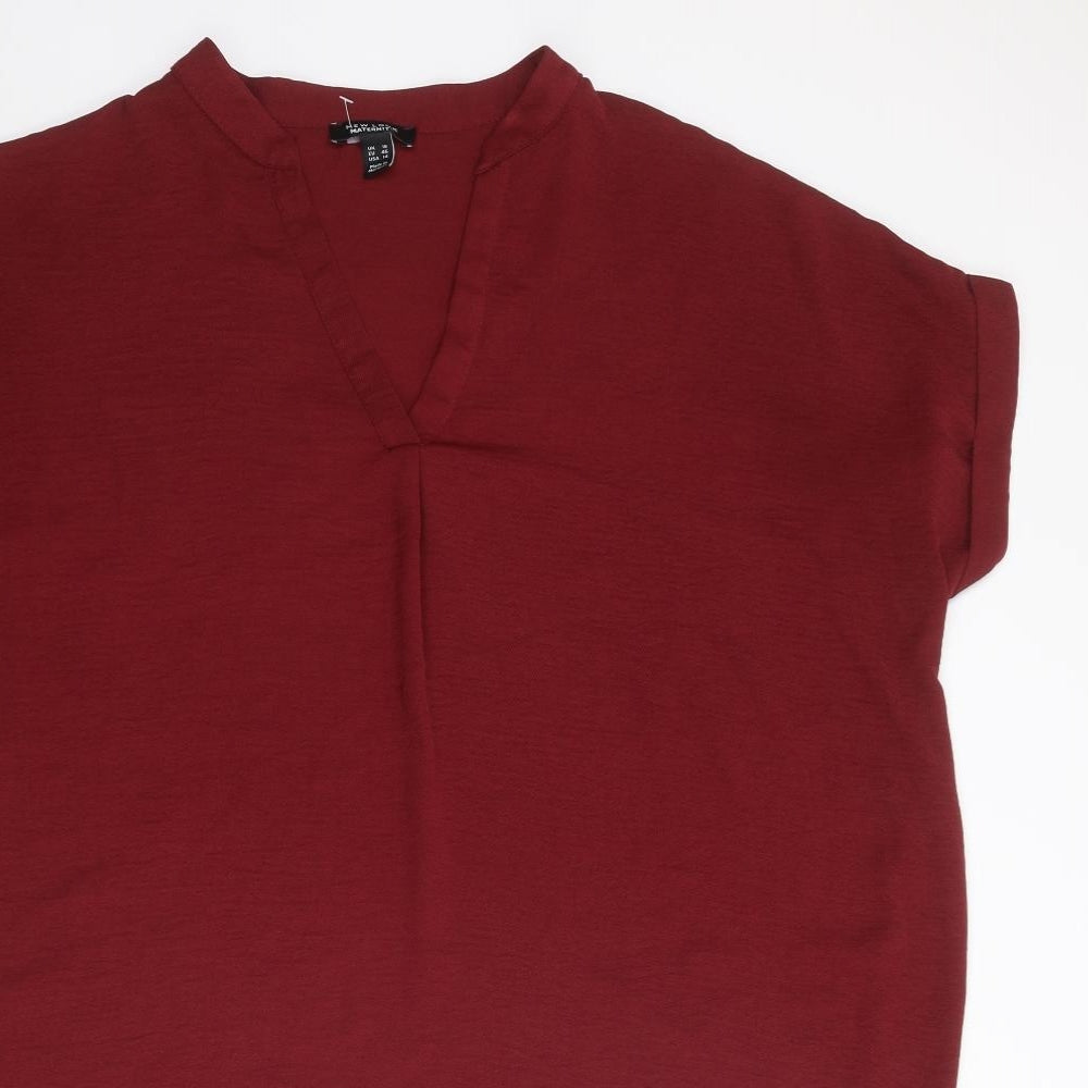 New Look Maternity Womens Red Polyester A-Line Size 18 V-Neck Pullover