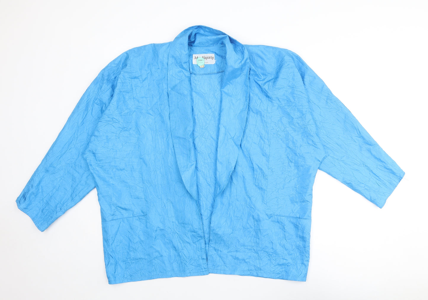 John Hagarty Womens Blue Polyester Kimono Blouse Size L V-Neck