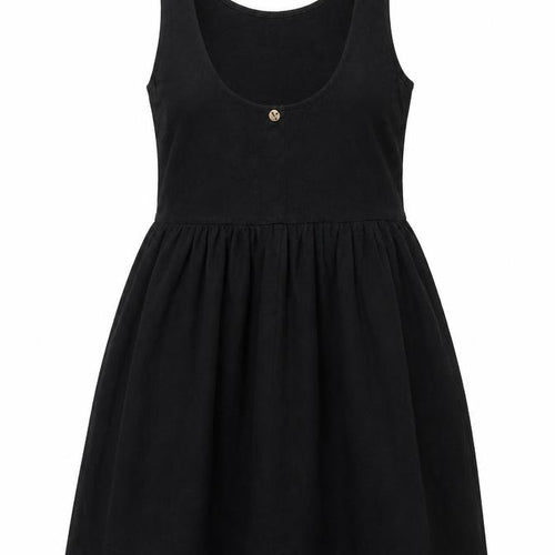 Attrattivo Womens Black Cotton Tank Dress Size 12 Scoop Neck Pullover