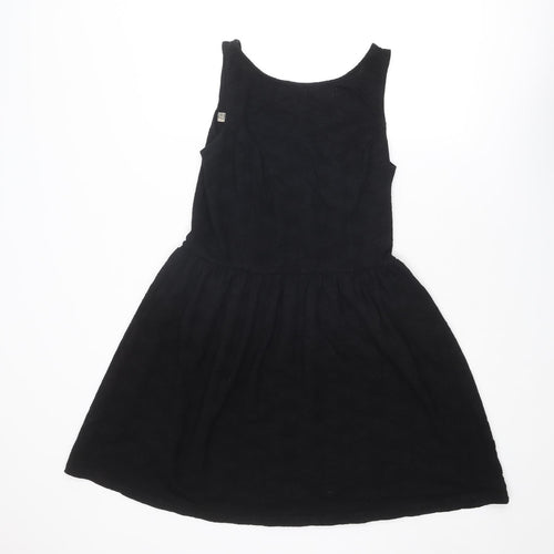 Attrattivo Womens Black Cotton Tank Dress Size 12 Scoop Neck Pullover