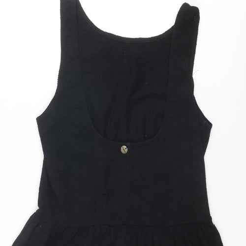 Attrattivo Womens Black Cotton Tank Dress Size 12 Scoop Neck Pullover