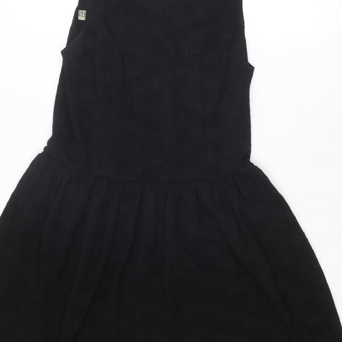 Attrattivo Womens Black Cotton Tank Dress Size 12 Scoop Neck Pullover