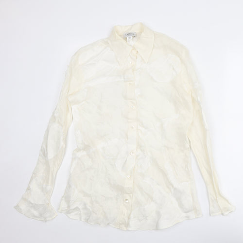 La Perla Womens Ivory Viscose Basic Button-Up Size 14 Collared