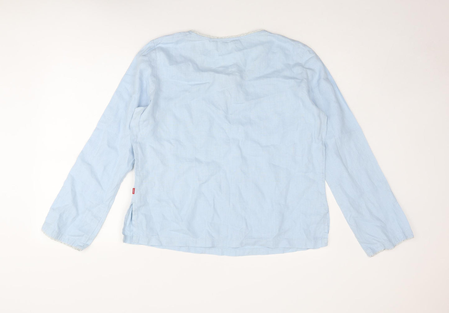 Jackpot Womens Blue Cotton Basic Blouse Size 12 V-Neck