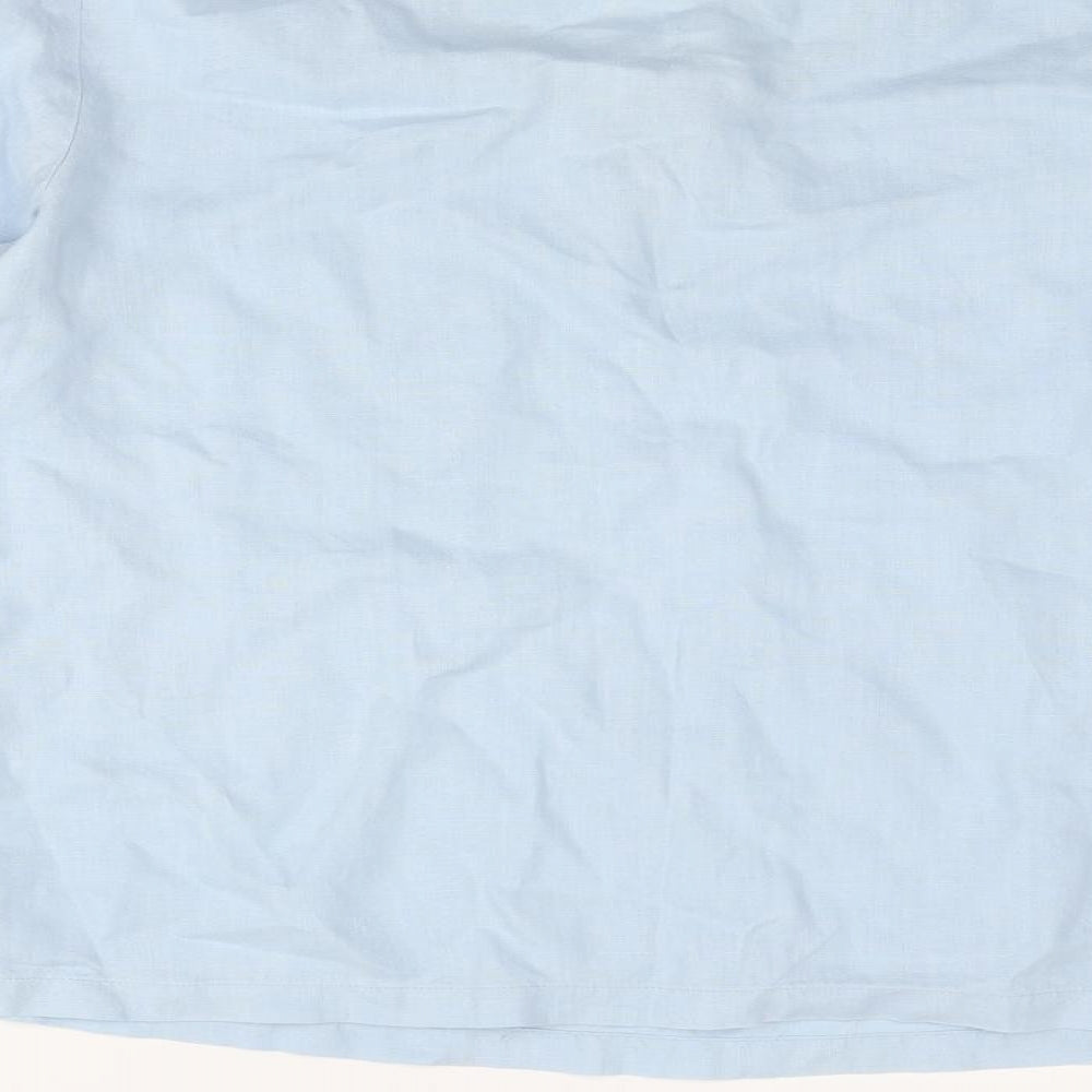 Jackpot Womens Blue Cotton Basic Blouse Size 12 V-Neck