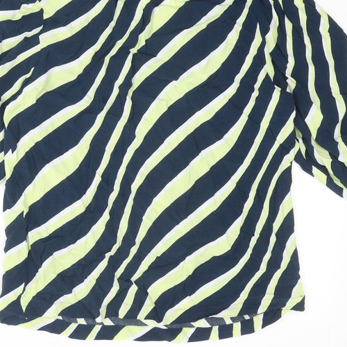 Marks and Spencer Womens Blue Striped Viscose Basic Blouse Size 10 V-Neck