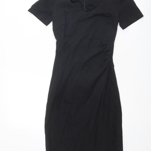 Boden Womens Black Cotton Shift Size 6 V-Neck Zip